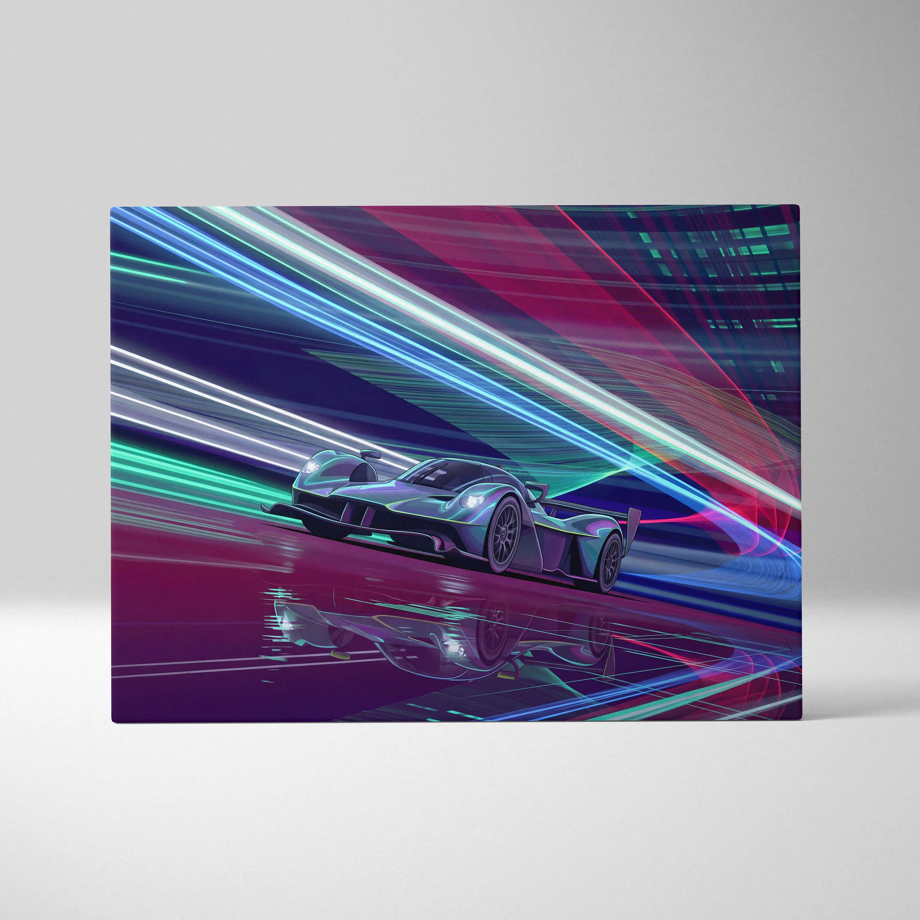 Aston Martin Valkyrie Inspired Canvas Art - Car Artwork Neon Pink Cyan Living Retrofuturism Energetic Vaporwave Wall Art Canvas Print