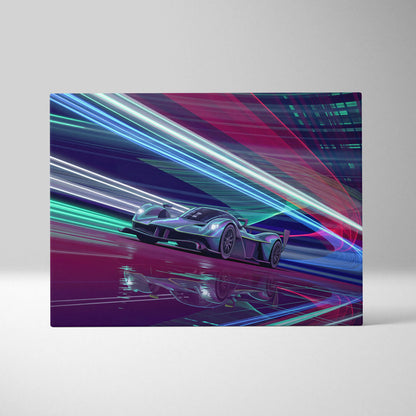 Aston Martin Valkyrie Inspired Canvas Art - Car Artwork Neon Pink Cyan Living Retrofuturism Energetic Vaporwave Wall Art Canvas Print