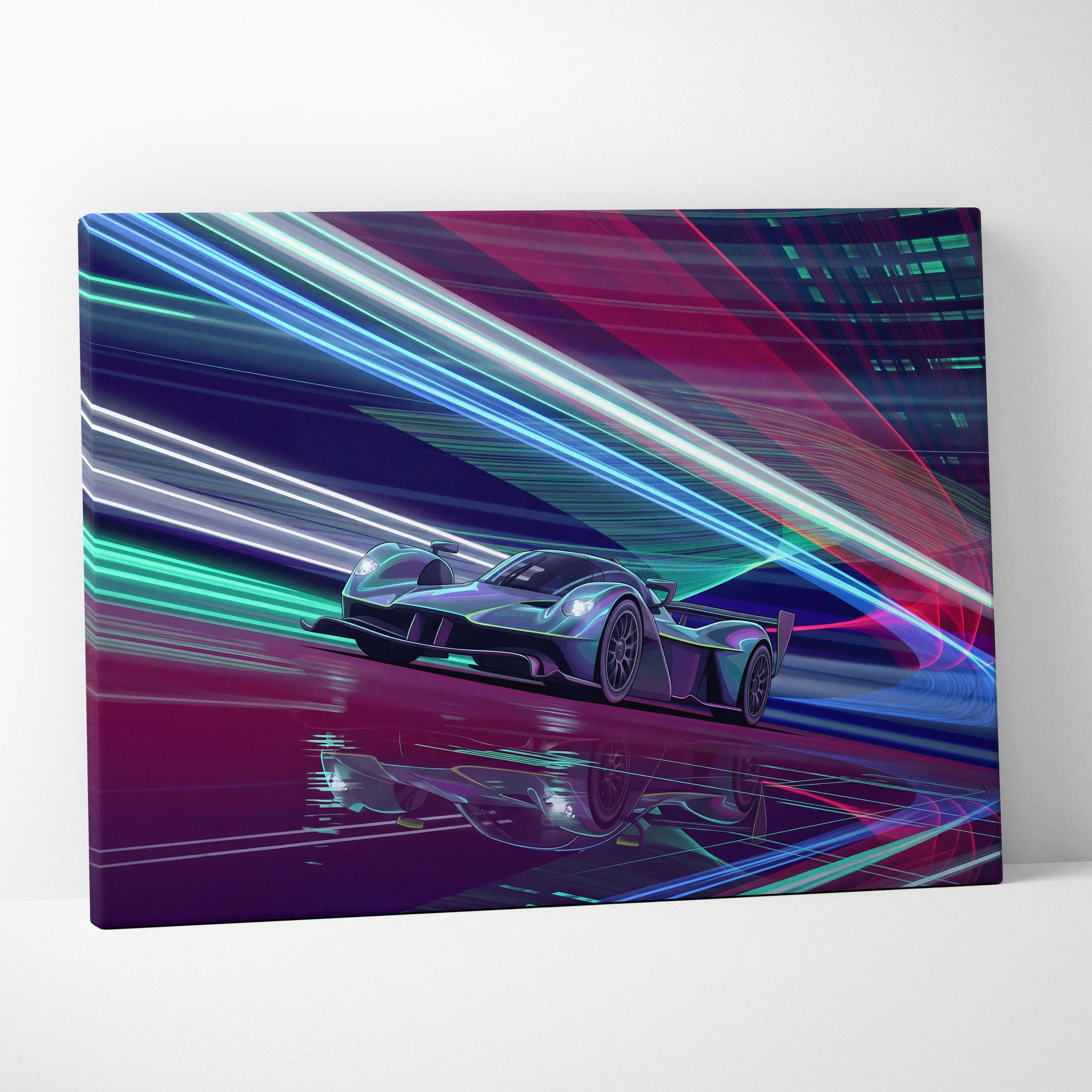 Aston Martin Valkyrie Inspired Canvas Art - Car Artwork Neon Pink Cyan Living Retrofuturism Energetic Vaporwave Wall Art Canvas Print