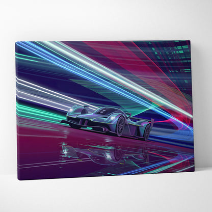 Aston Martin Valkyrie Inspired Canvas Art - Car Artwork Neon Pink Cyan Living Retrofuturism Energetic Vaporwave Wall Art Canvas Print