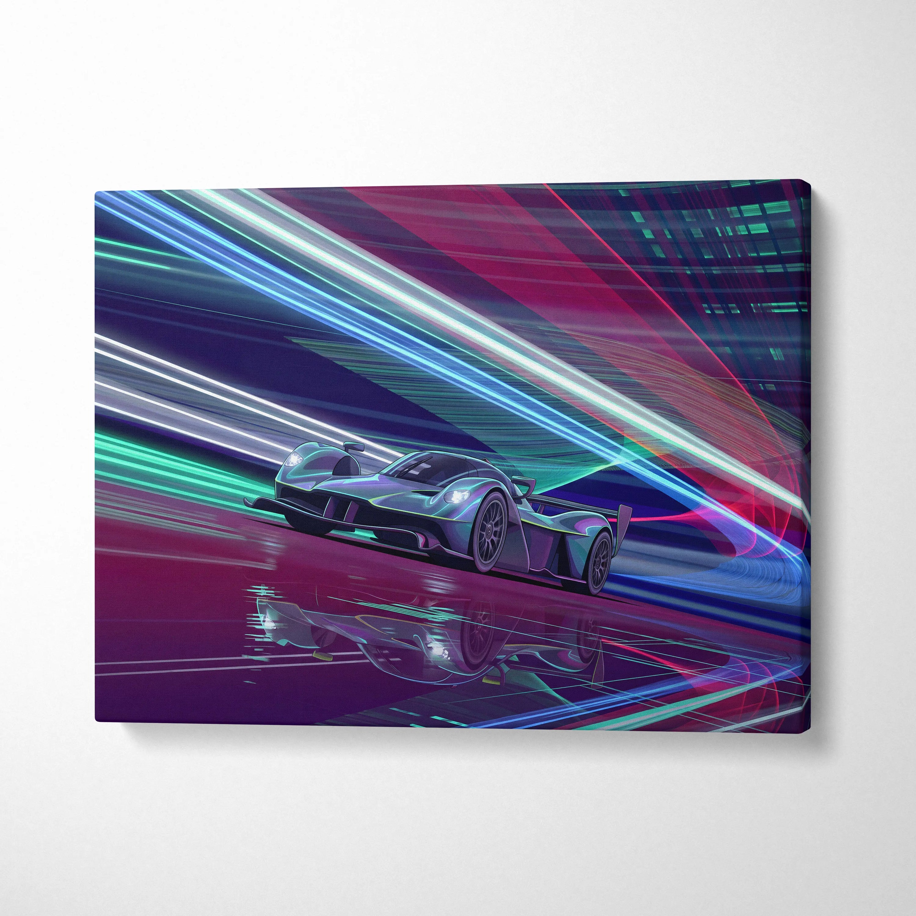 Aston Martin Valkyrie Inspired Canvas Art - Car Artwork Neon Pink Cyan Living Retrofuturism Energetic Vaporwave Wall Art Canvas Print