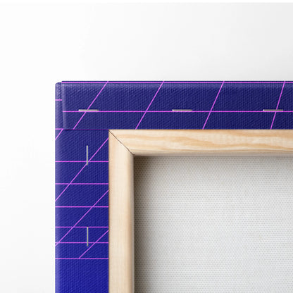 Subaru BRZ Inspired Blue Purple Canvas Wall Art Vaporwave JDM Car Artwork, Neon Grid Palm Garage Decor Retro Futuristic Print