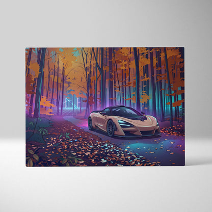 McLaren 765LT Inspired Vaporwave Forest - Vaporwave Car Art Neon Pink Teal Living Room Retro-Futuristic Nostalgic Glow Vaporwave Canvas