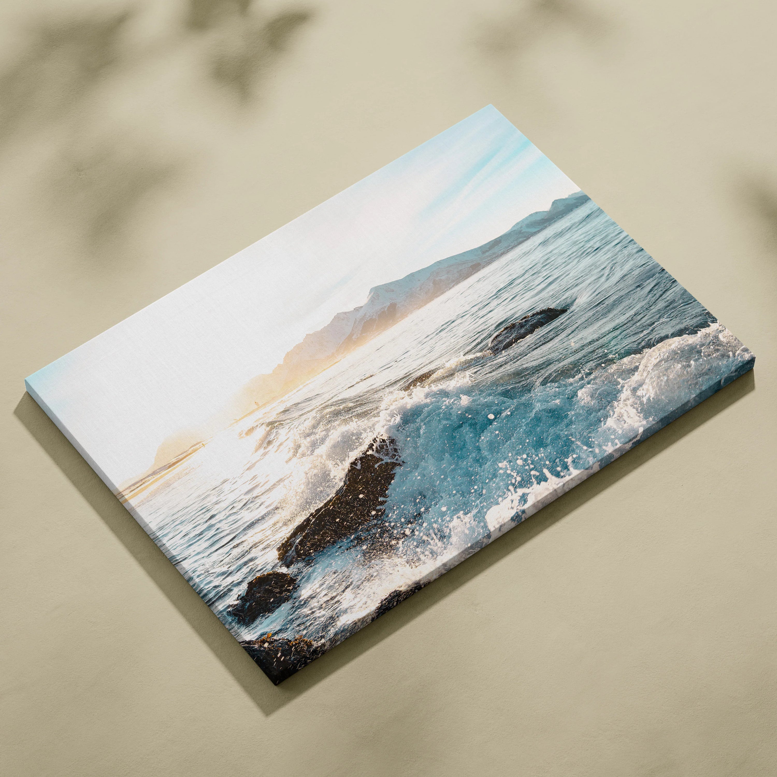 Serene Norwegian Shore Beach Wall Art with Rolling Waves and Sunlit Sands