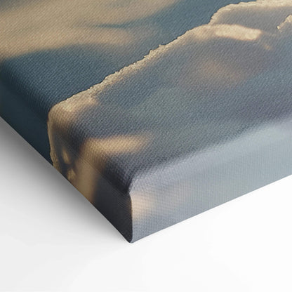 Canvas wall art print featuring soft snowy winter landscape with layered snowdrifts in muted blue and white tones.