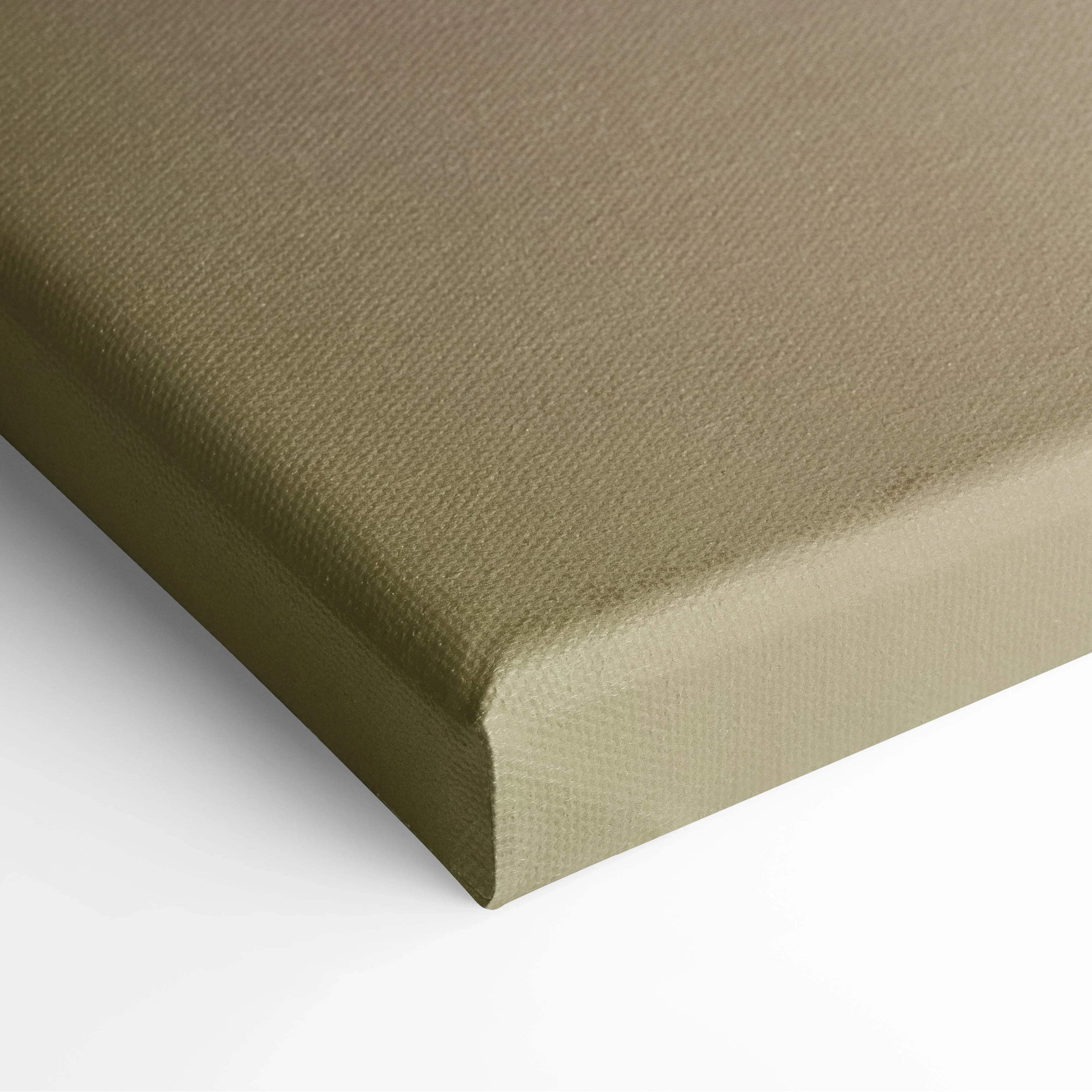 Close-up of a beige wrapped canvas corner showcasing textured material for wall art decor.