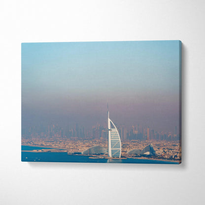 Canvas wall art featuring iconic modern architecture with a cityscape at dusk.