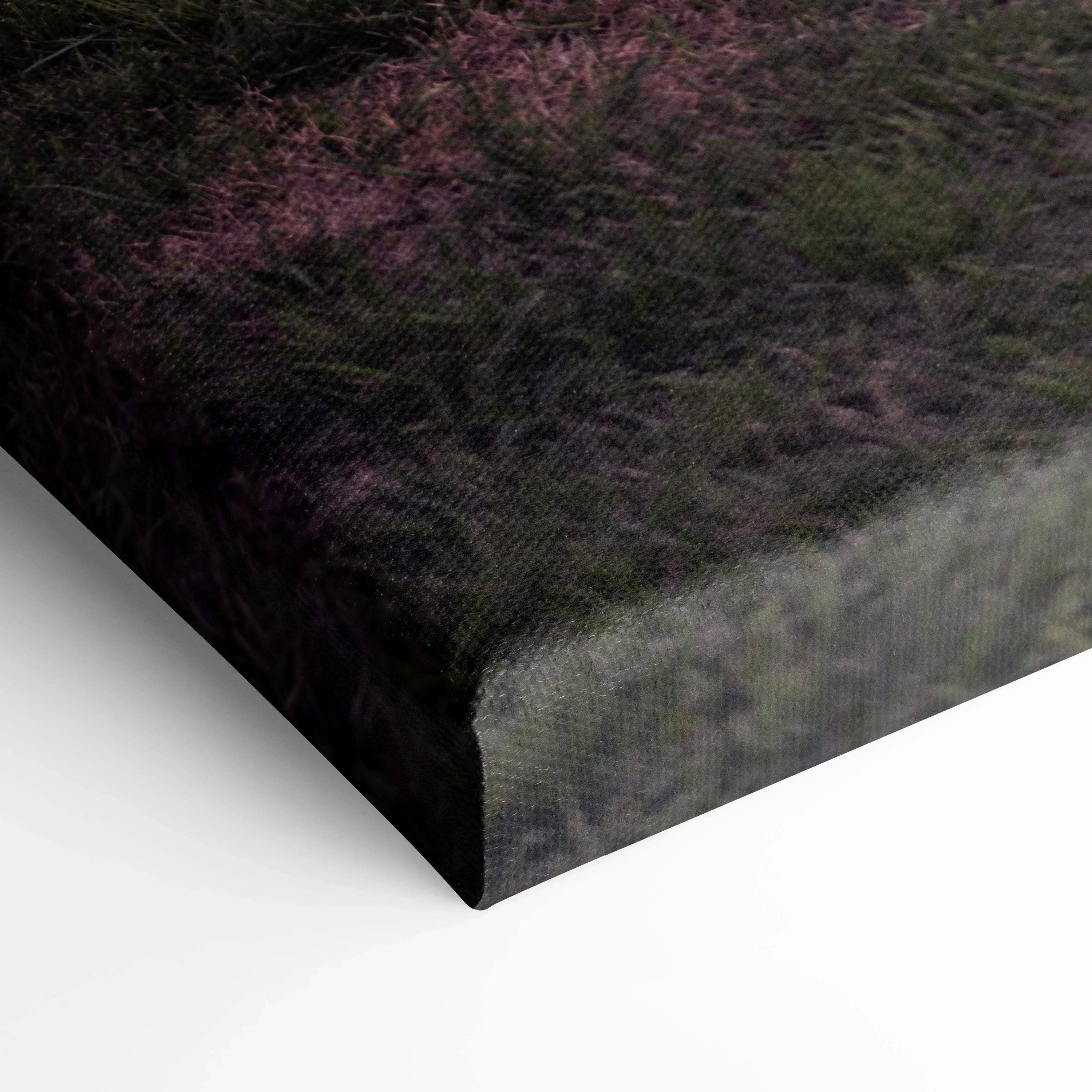Abstract purple and black textured canvas wall art with gradient shading detail.