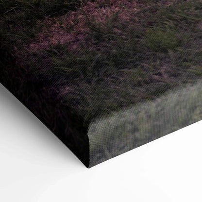Abstract purple and black textured canvas wall art with gradient shading detail.
