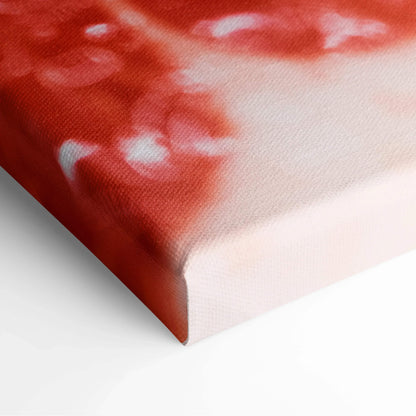 Close-up of vibrant grapefruit-themed canvas wall art with bold orange and white colors, modern decor style.