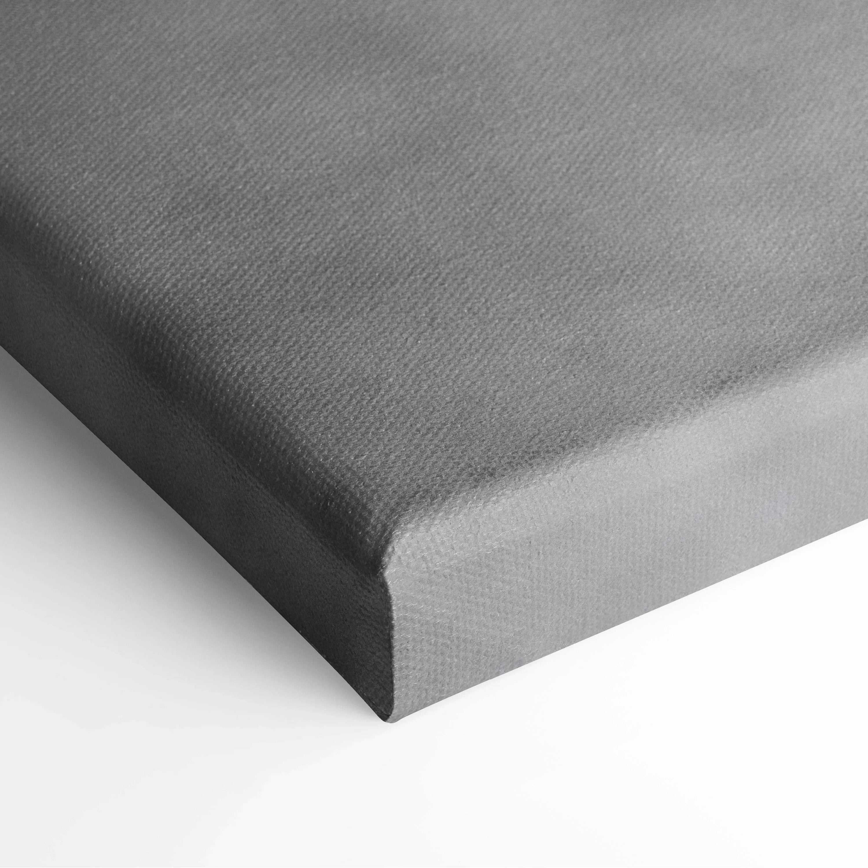 Gray canvas wall art with a subtle textured fabric surface and clean wrapped edges.