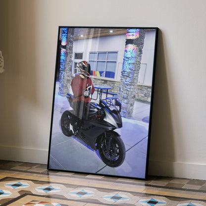Biker Poster #056 - Male | Nolan X-804 Helmet | Yamaha R6 Motorcycle - Throttle Designs