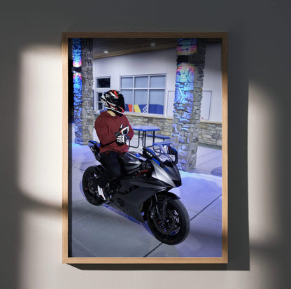Biker Poster #056 - Male | Nolan X-804 Helmet | Yamaha R6 Motorcycle - Throttle Designs