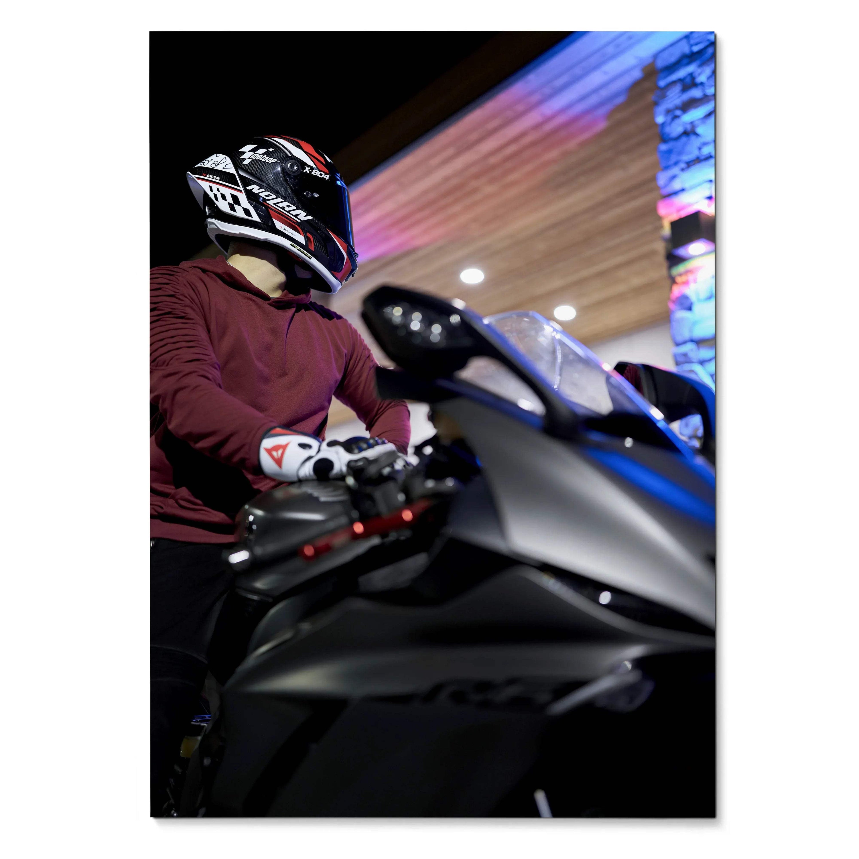 Biker Poster #054 - Male | Nolan X-804 Helmet | Yamaha R6 Motorcycle - Throttle Designs
