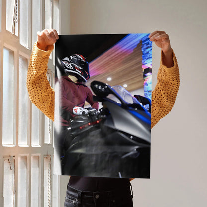 Biker Poster #054 - Male | Nolan X-804 Helmet | Yamaha R6 Motorcycle - Throttle Designs