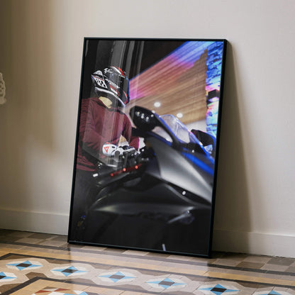 Biker Poster #054 - Male | Nolan X-804 Helmet | Yamaha R6 Motorcycle - Throttle Designs