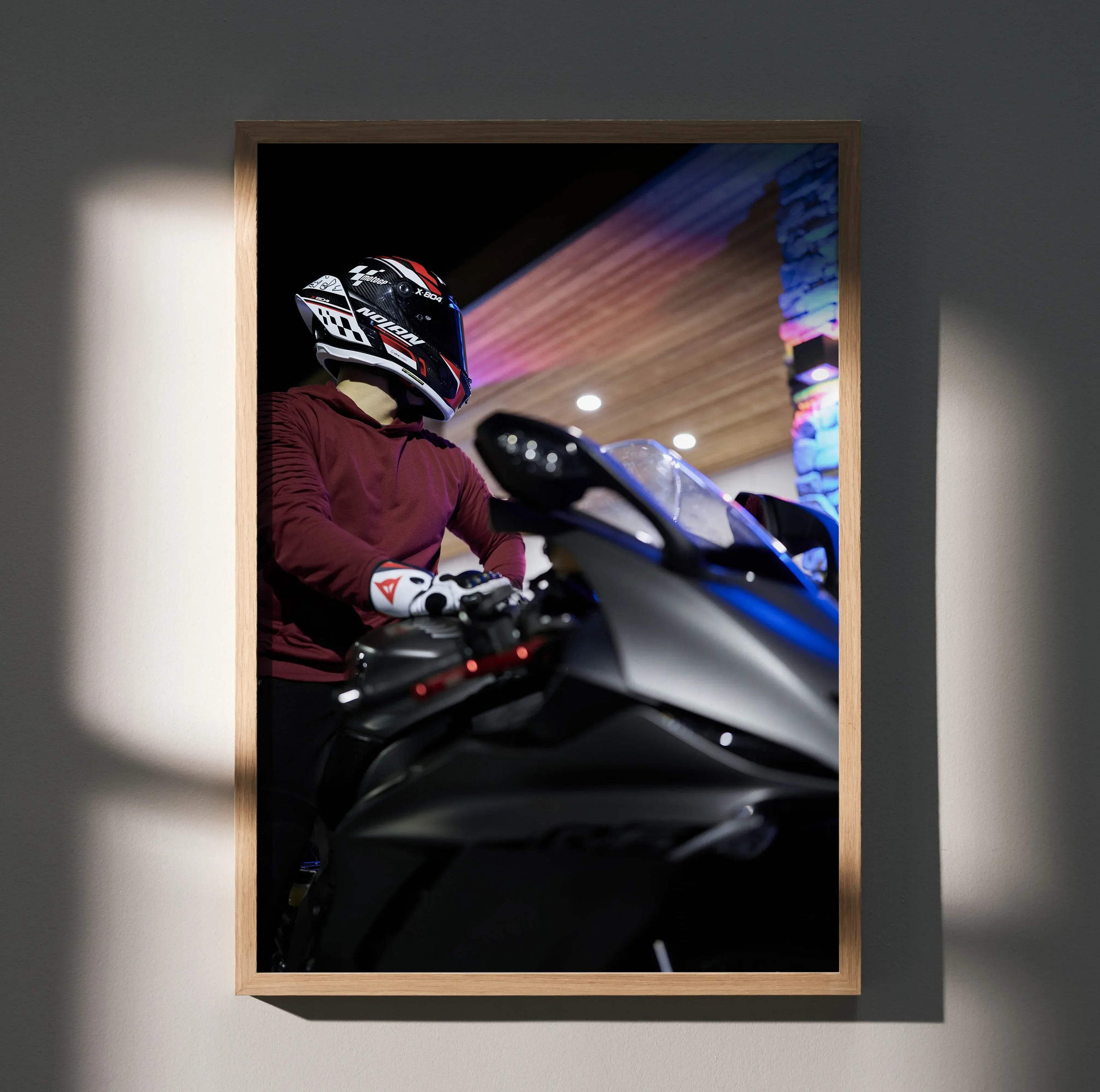 Biker Poster #054 - Male | Nolan X-804 Helmet | Yamaha R6 Motorcycle - Throttle Designs