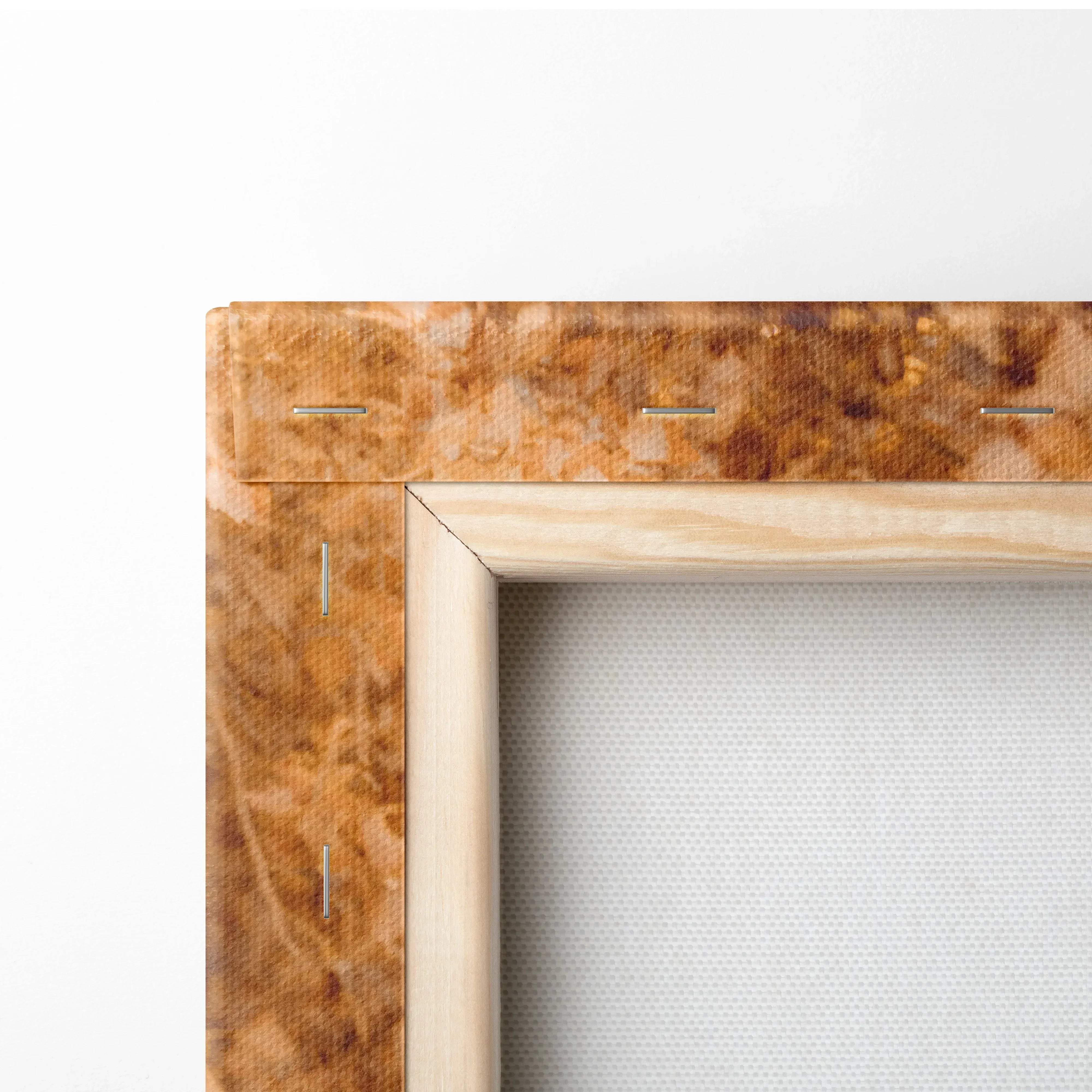 A wooden canvas frame with natural texture and stitching for museum quality bmw inspired m1000rr motorcycle art