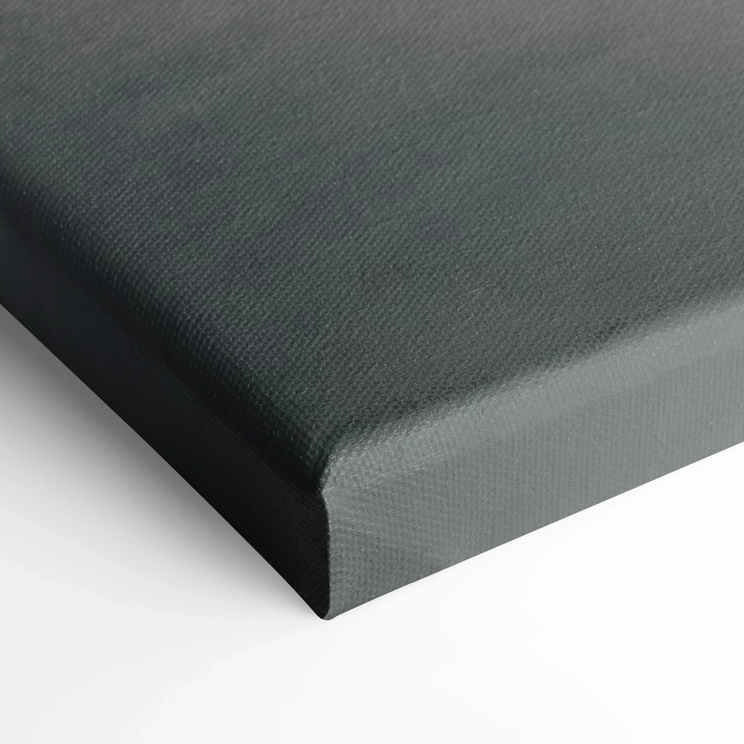 Close-up of black wraparound canvas corner showcasing texture for wall art canvas print.