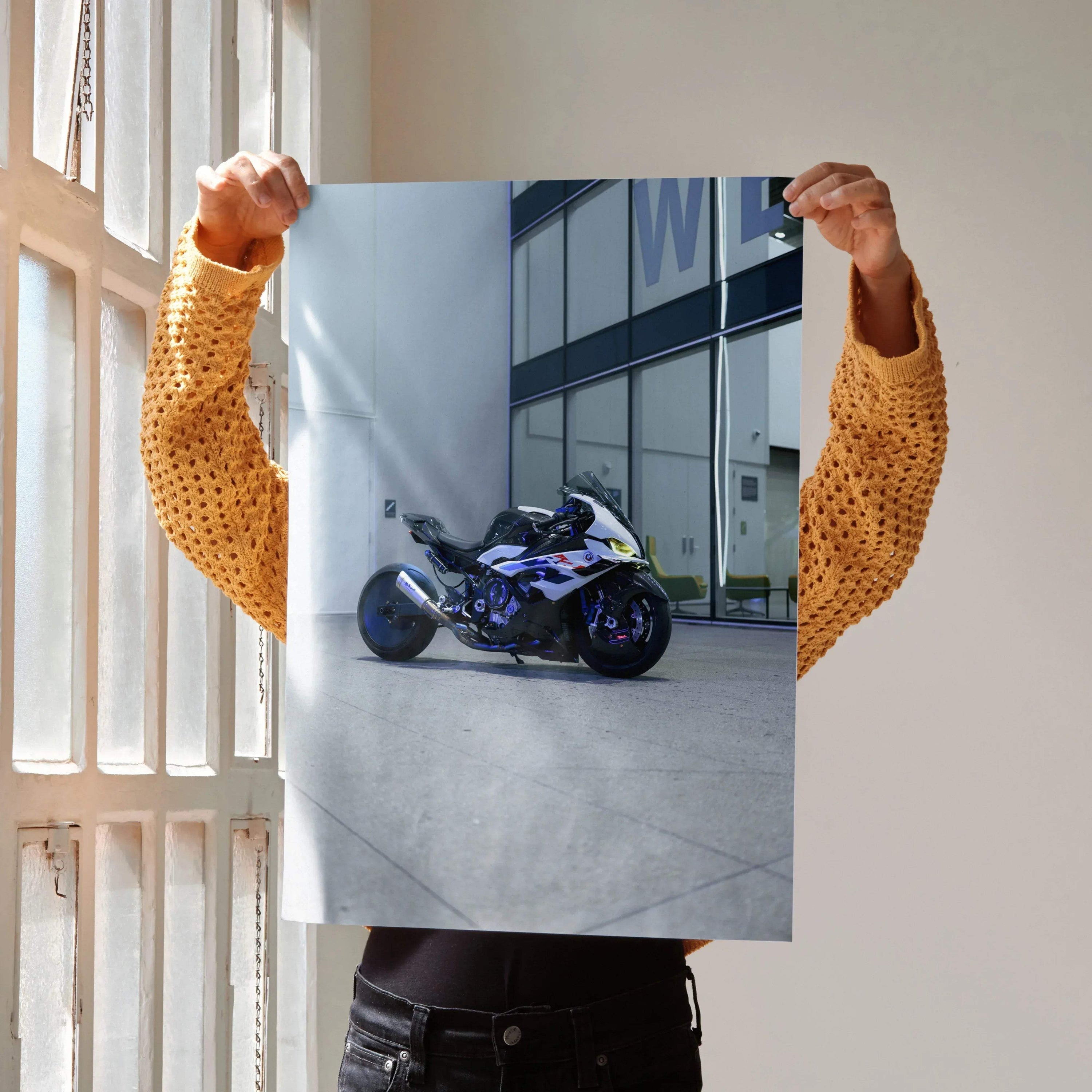 BMW S1000RR Drag Spec motorcycle poster with high-quality wall art detail and vibrant colors.