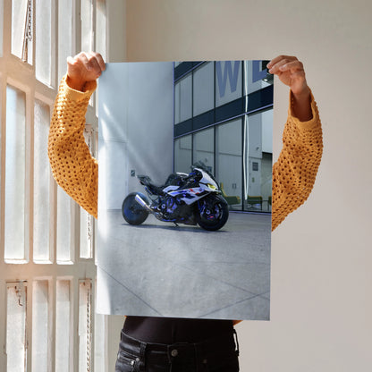 BMW S1000RR Drag Spec motorcycle poster with high-quality wall art detail and vibrant colors.