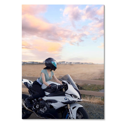 Biker Poster #064 - Female | AGV Pista Helmet | BMW S1000RR Motorcycle - Throttle Designs