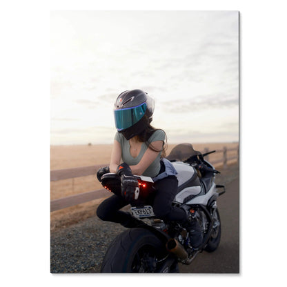 Biker Poster #065 - Female | AGV Pista Helmet | BMW S1000RR Motorcycle - Throttle Designs