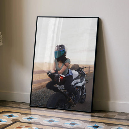 Biker Poster #065 - Female | AGV Pista Helmet | BMW S1000RR Motorcycle - Throttle Designs