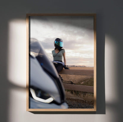 Biker Poster #066 - Female | AGV Pista Helmet | BMW S1000RR Motorcycle - Throttle Designs