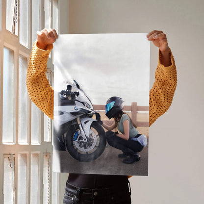 Biker Poster #067 - Female | AGV Pista Helmet | BMW S1000RR Motorcycle - Throttle Designs