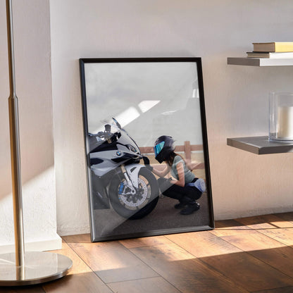 Biker Poster #067 - Female | AGV Pista Helmet | BMW S1000RR Motorcycle - Throttle Designs