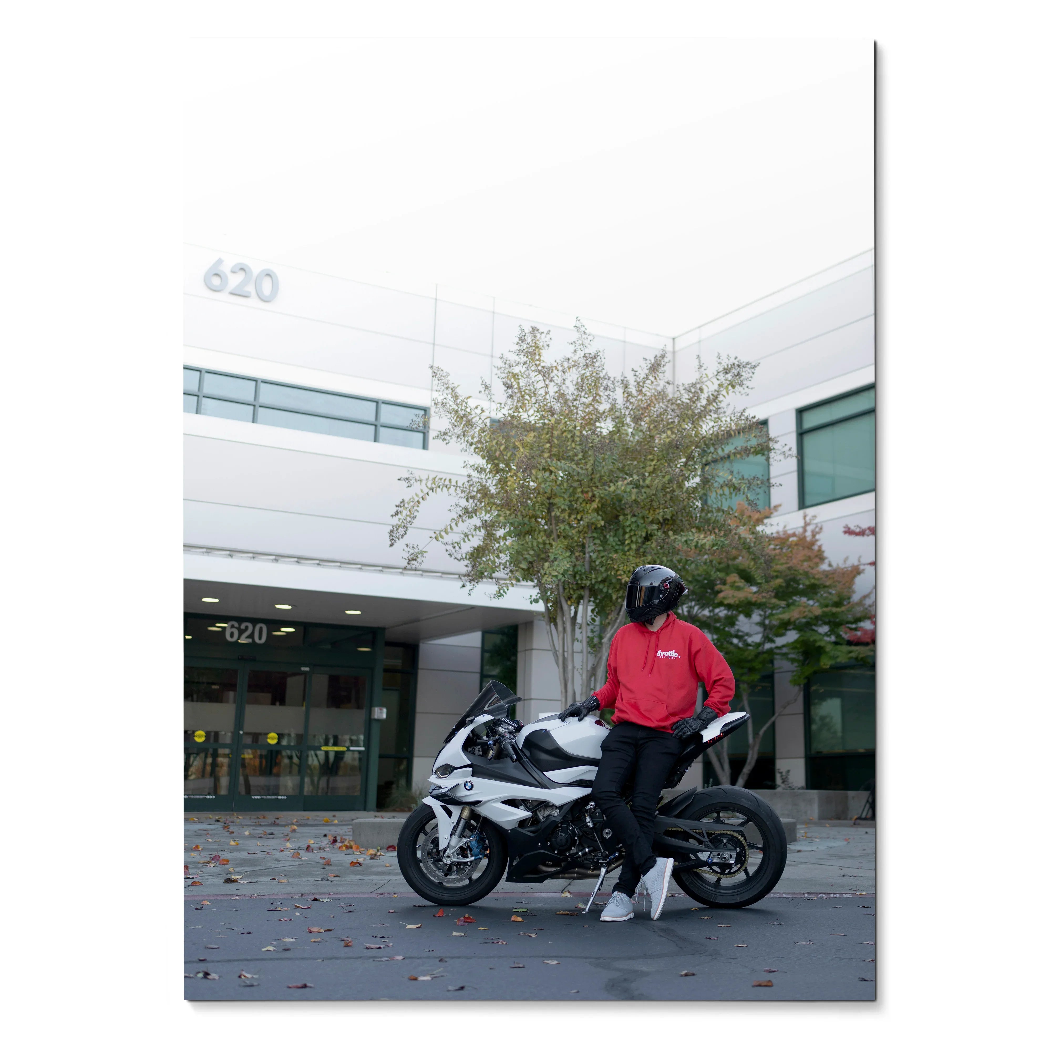 Biker Poster #081 - Male | Shark Aeron GP Helmet | BMW S1000RR Motorcycle - Throttle Designs