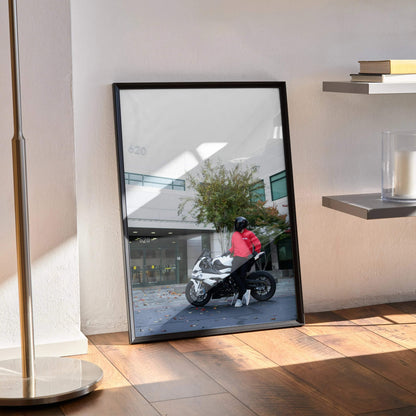 Biker Poster #081 - Male | Shark Aeron GP Helmet | BMW S1000RR Motorcycle - Throttle Designs