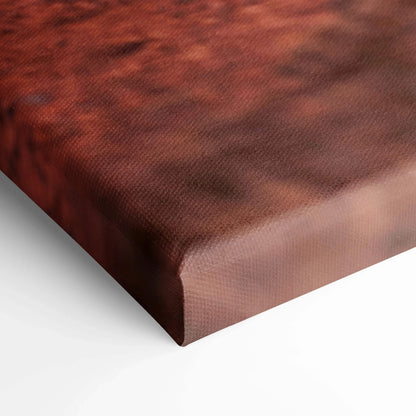 Close-up of brown textured canvas art corner with museum-quality print and wrapped edges wall art.