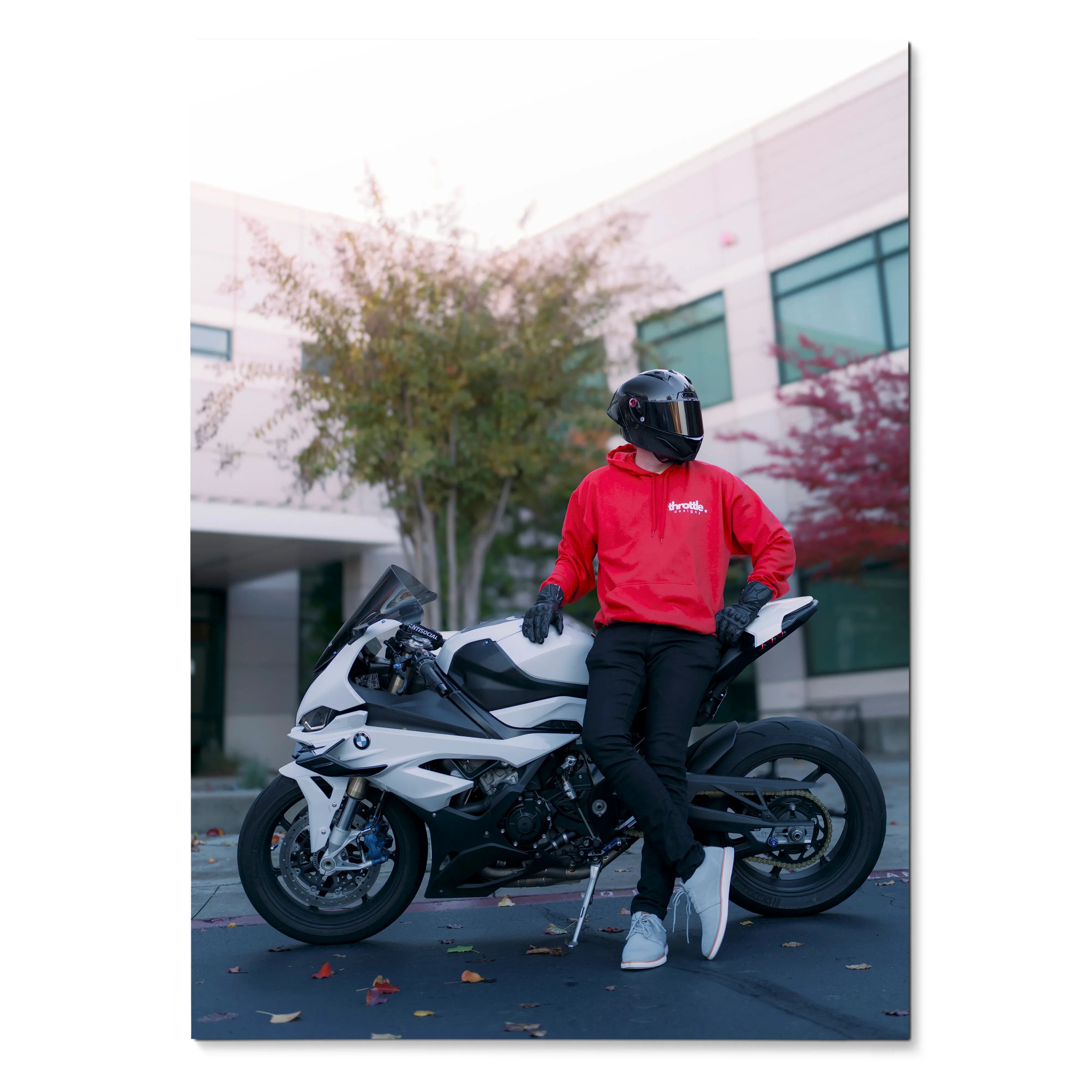 Biker Poster #082 - Male | Shark Aeron GP Helmet | BMW S1000RR Motorcycle - Throttle Designs