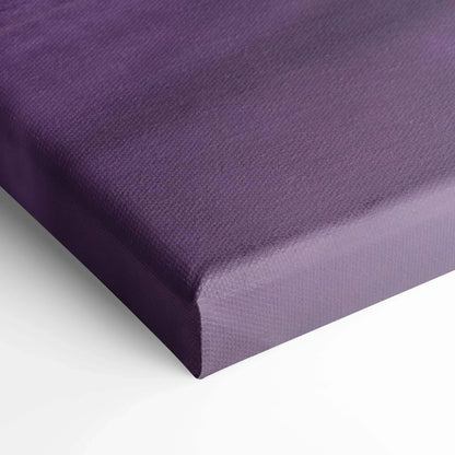 Close-up of purple textured canvas wall art corner with museum-quality finish.
