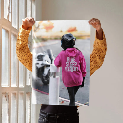 Biker Poster #069 - Female | AGV Pista Helmet | BMW S1000RR Motorcycle - Throttle Designs