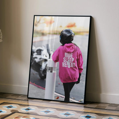 Biker Poster #069 - Female | AGV Pista Helmet | BMW S1000RR Motorcycle - Throttle Designs