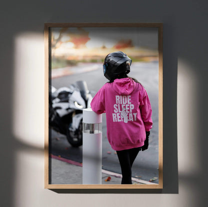 Biker Poster #069 - Female | AGV Pista Helmet | BMW S1000RR Motorcycle - Throttle Designs