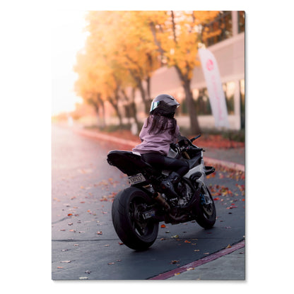 Biker Poster #068 - Female | AGV Pista Helmet | BMW S1000RR Motorcycle - Throttle Designs