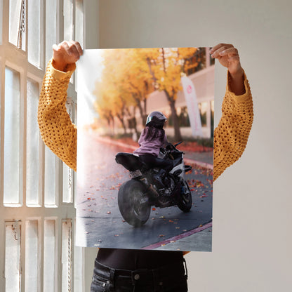 Biker Poster #068 - Female | AGV Pista Helmet | BMW S1000RR Motorcycle - Throttle Designs