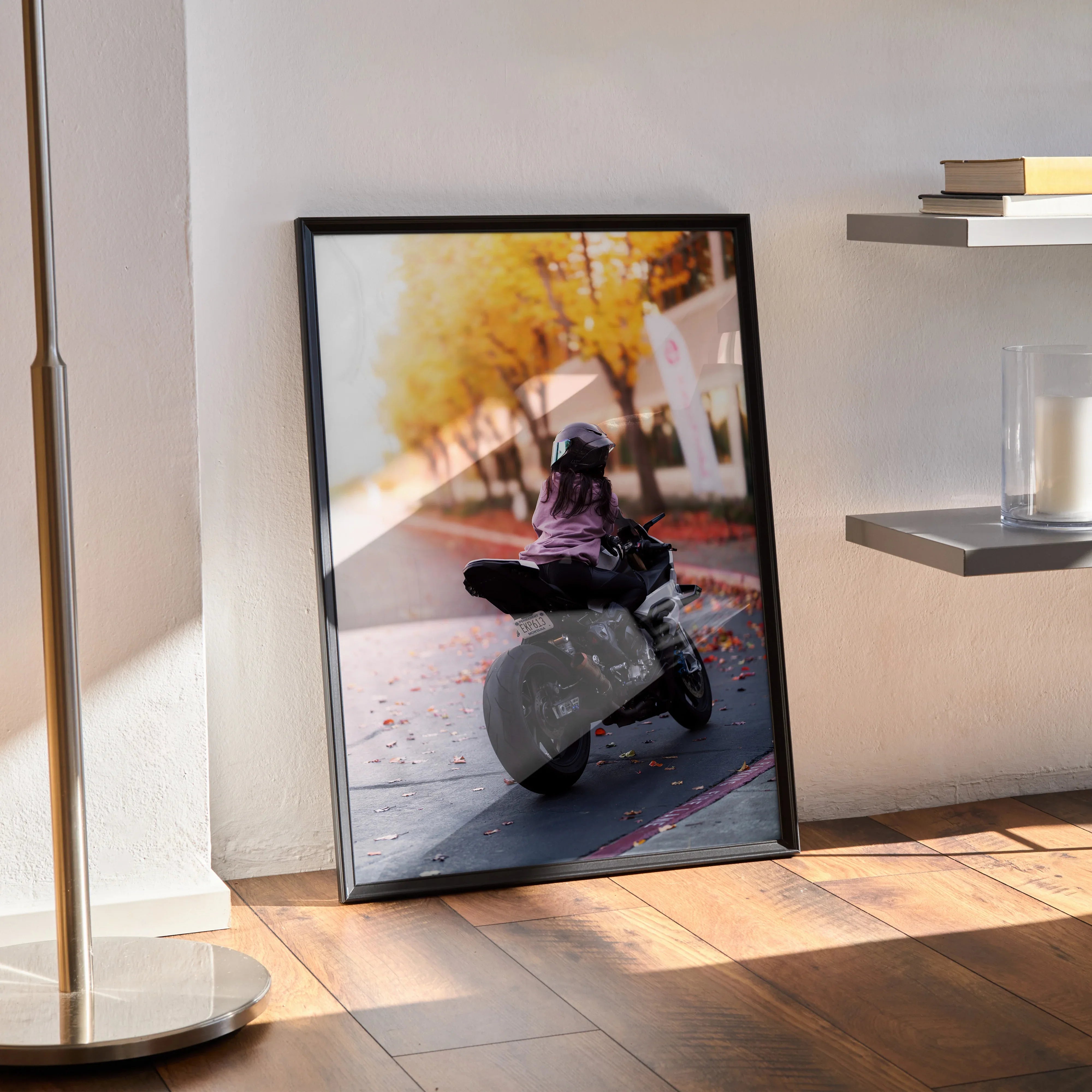 Biker Poster #068 - Female | AGV Pista Helmet | BMW S1000RR Motorcycle - Throttle Designs