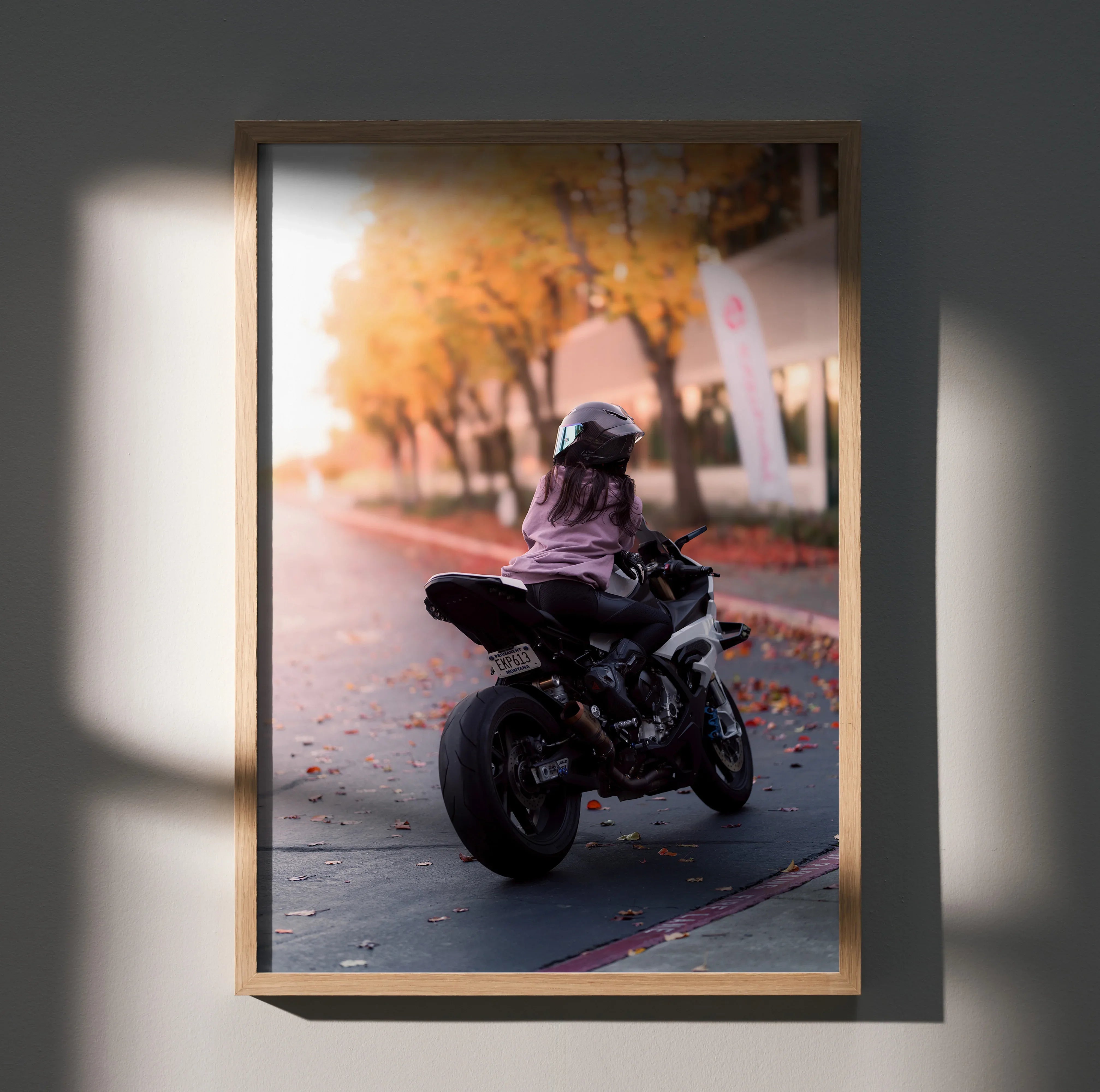 Biker Poster #068 - Female | AGV Pista Helmet | BMW S1000RR Motorcycle - Throttle Designs