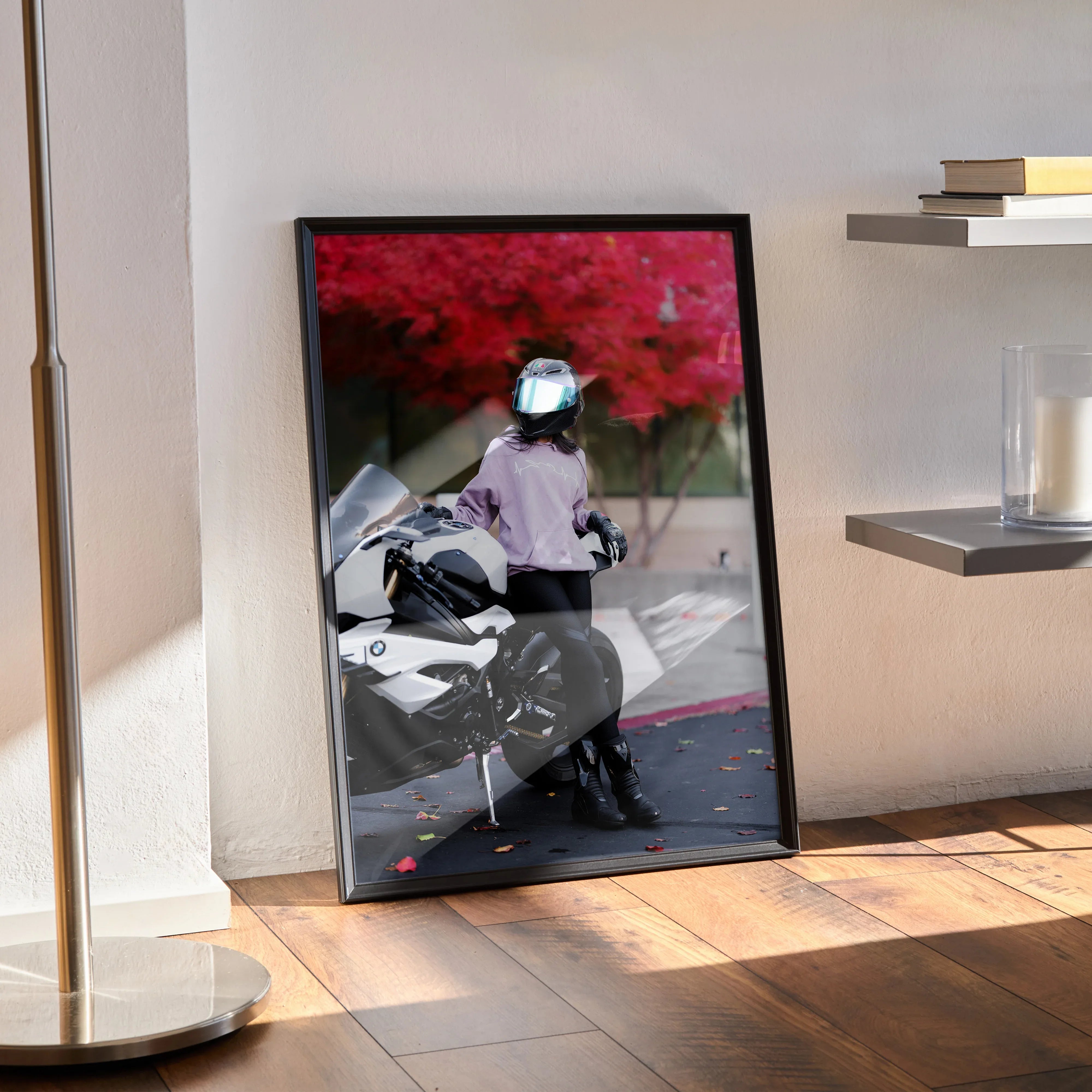 Biker Poster #071 - Female | AGV Pista Helmet | BMW S1000RR Motorcycle - Throttle Designs