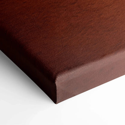 Close-up of dark brown textured canvas corner featuring stretched canvas wall art material.