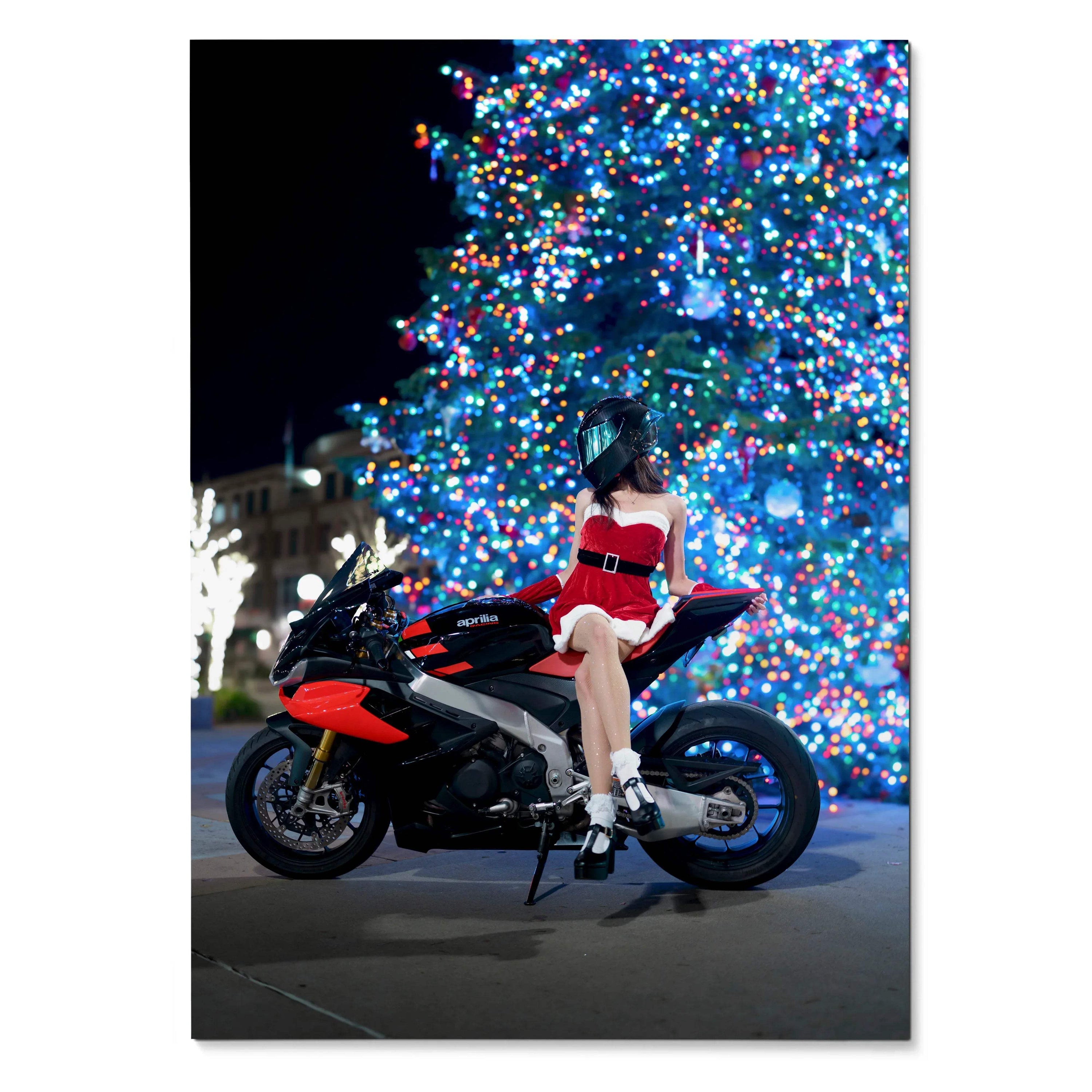Biker Poster #070 - Female | AGV Pista Helmet | Aprilia RSV4 Motorcycle | Holiday Edition - Throttle Designs