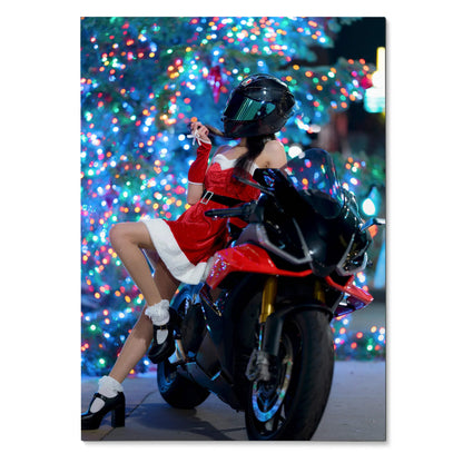 Biker Poster #073 - Female | AGV Pista Helmet | Aprilia RSV4 Motorcycle | Holiday Edition - Throttle Designs