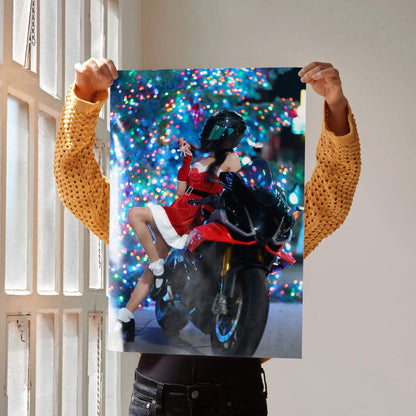 Biker Poster #073 - Female | AGV Pista Helmet | Aprilia RSV4 Motorcycle | Holiday Edition - Throttle Designs