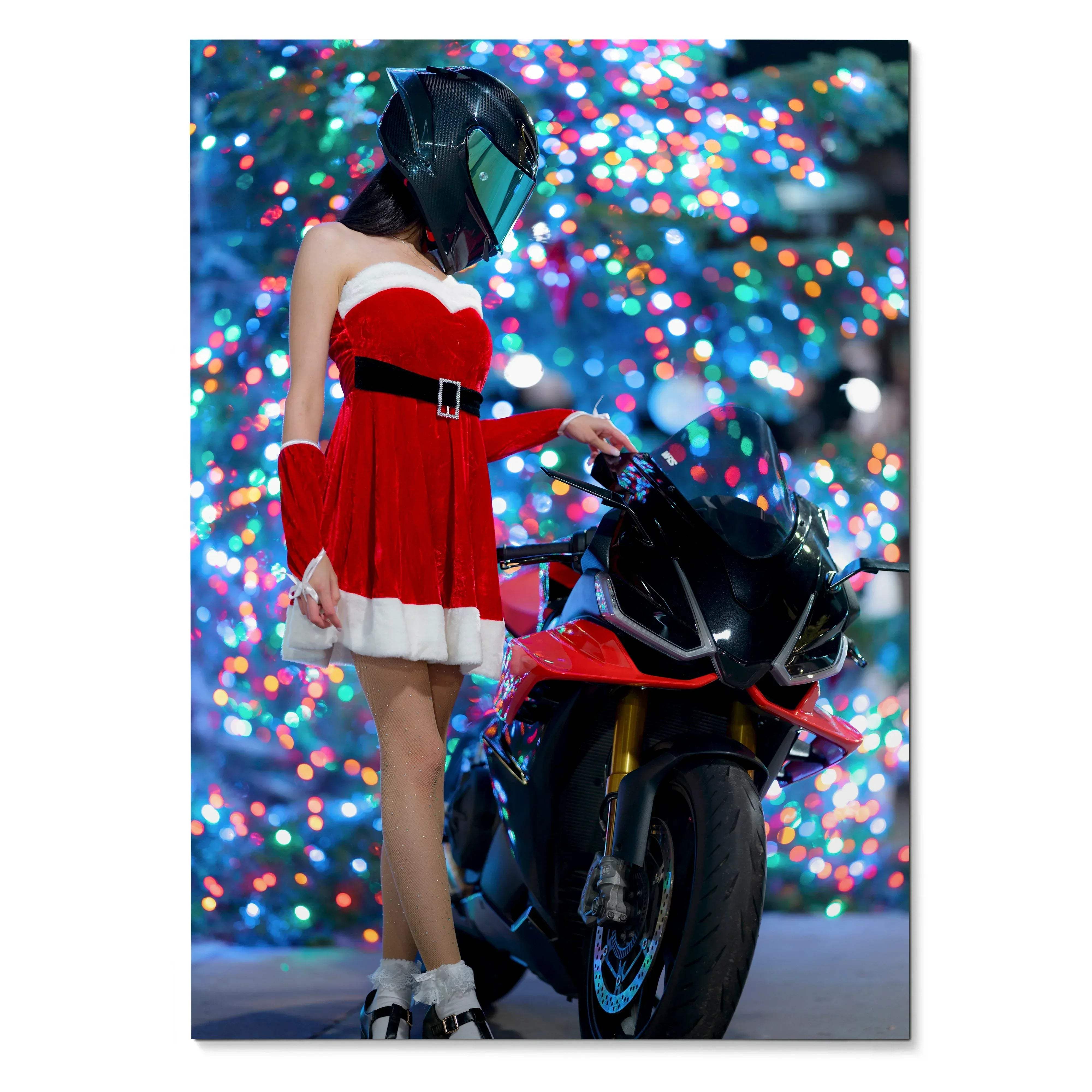 Biker Poster #074 - Female | AGV Pista Helmet | Aprilia RSV4 Motorcycle | Holiday Edition - Throttle Designs