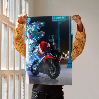Biker Poster #075 - Female | AGV Pista Helmet | Aprilia RSV4 Motorcycle | Holiday Edition - Throttle Designs
